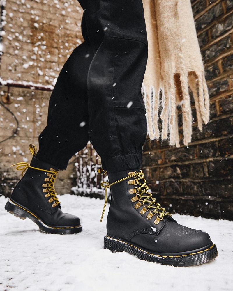 Botas de Invierno Dr Martens 1460 Pascal DM's Wintergrip Cuero Mujer Negros | MX 509BEX